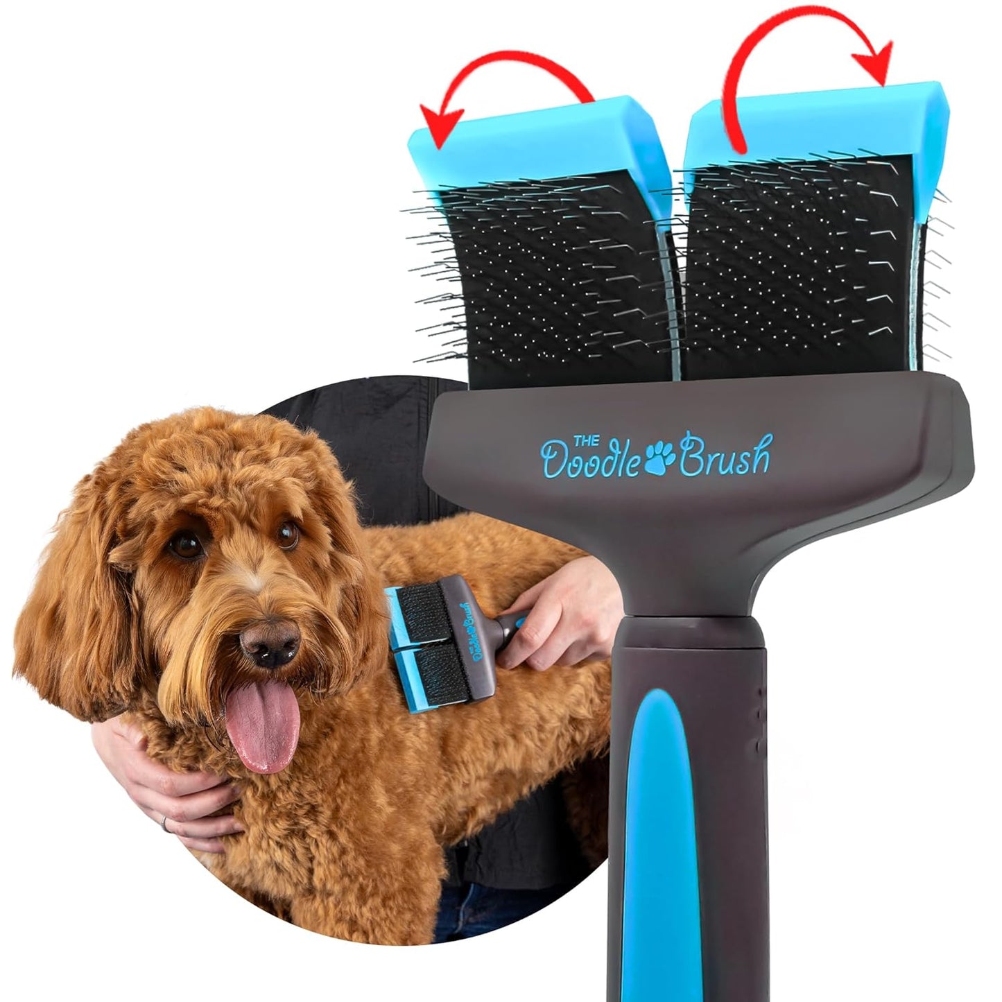 Slicker Brush for Dogs - Dual Head Grooming Tool for Poodles, Labradoodles, and Sheepadoodles - Flexible Design for Tangle-Free Grooming and a Healthy, Shiny Coat