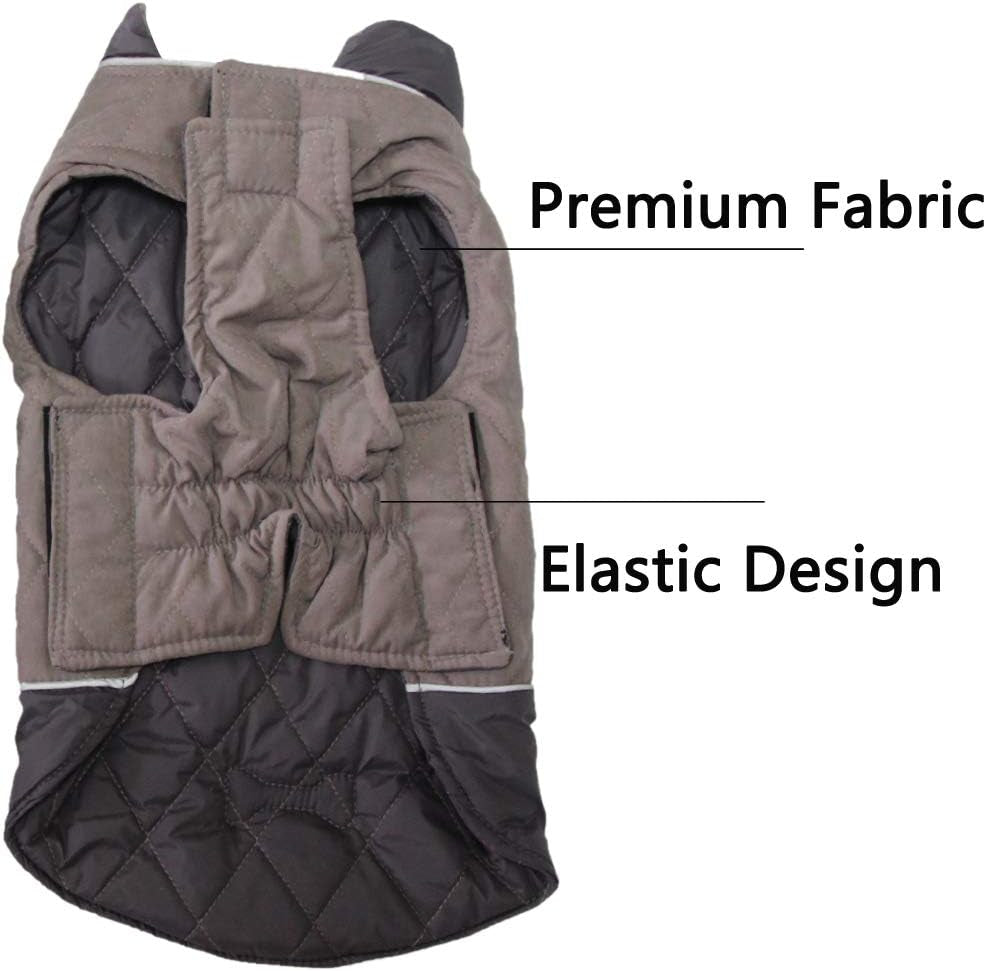 Reversible Waterproof Dog Coat for Small Breeds - Warm Winter Jacket in Grey, Size S