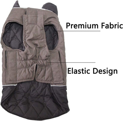 Reversible Waterproof Dog Coat for Small Breeds - Warm Winter Jacket in Grey, Size S
