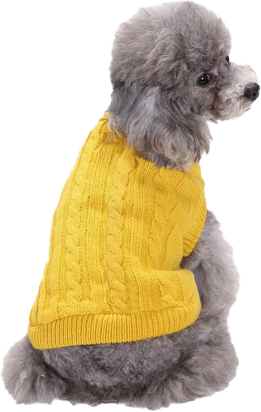 Knitted Winter Sweater for Small Dogs and Cats - Yellow