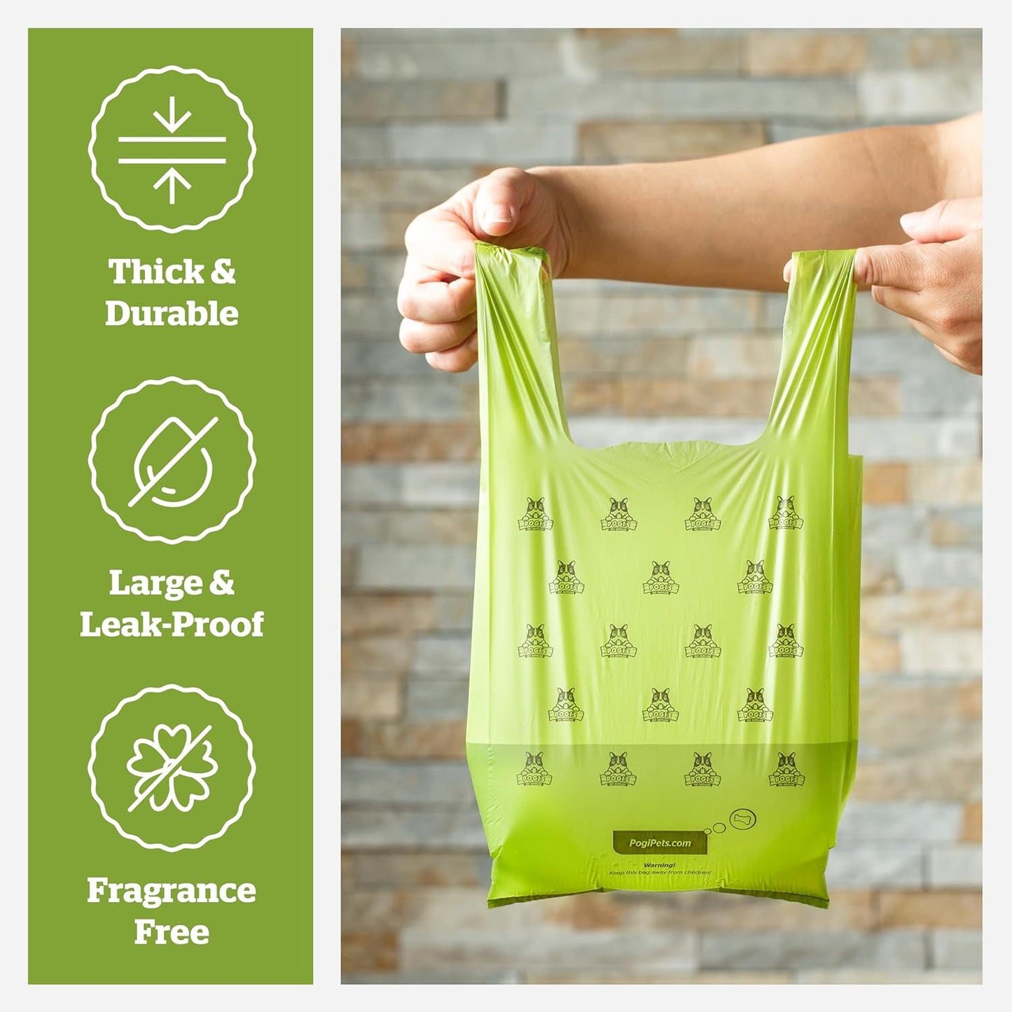 Pogi's Premium Dog Waste Bags with Handles – Extra-Thick, Leak-Proof, Large, Unscented, 900-Count