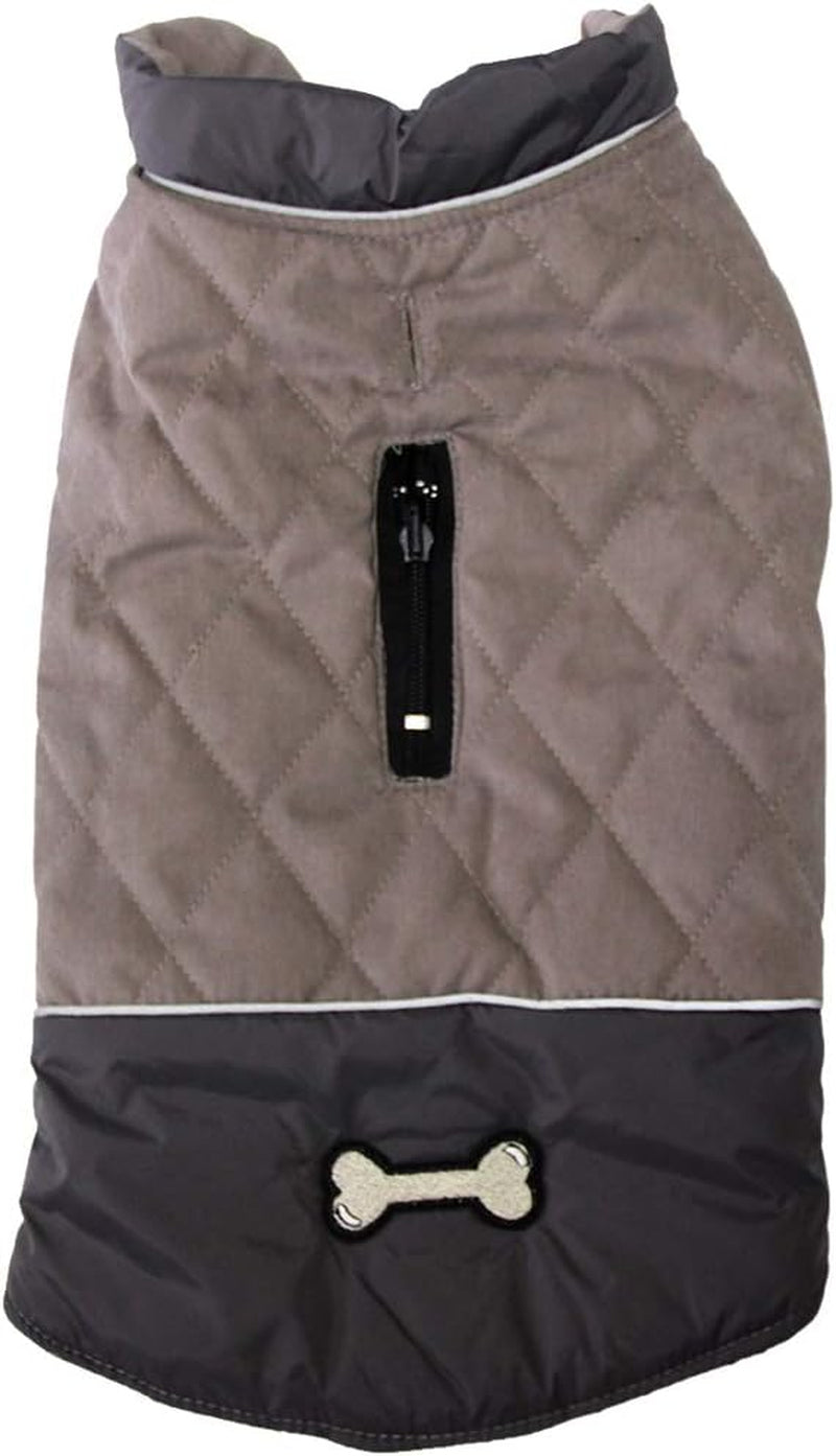 Reversible Waterproof Dog Coat for Small Breeds - Warm Winter Jacket in Grey, Size S