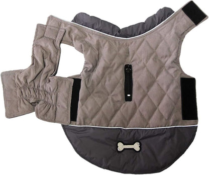 Reversible Waterproof Dog Coat for Small Breeds - Warm Winter Jacket in Grey, Size S