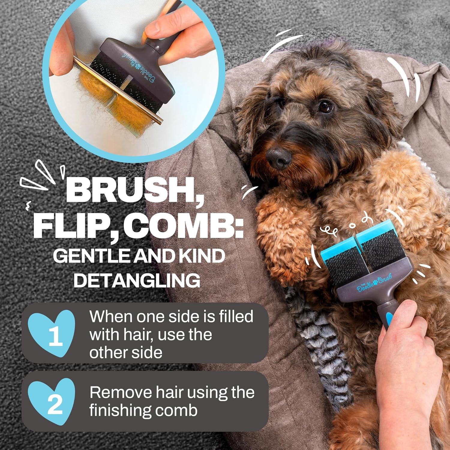 Slicker Brush for Dogs - Dual Head Grooming Tool for Poodles, Labradoodles, and Sheepadoodles - Flexible Design for Tangle-Free Grooming and a Healthy, Shiny Coat