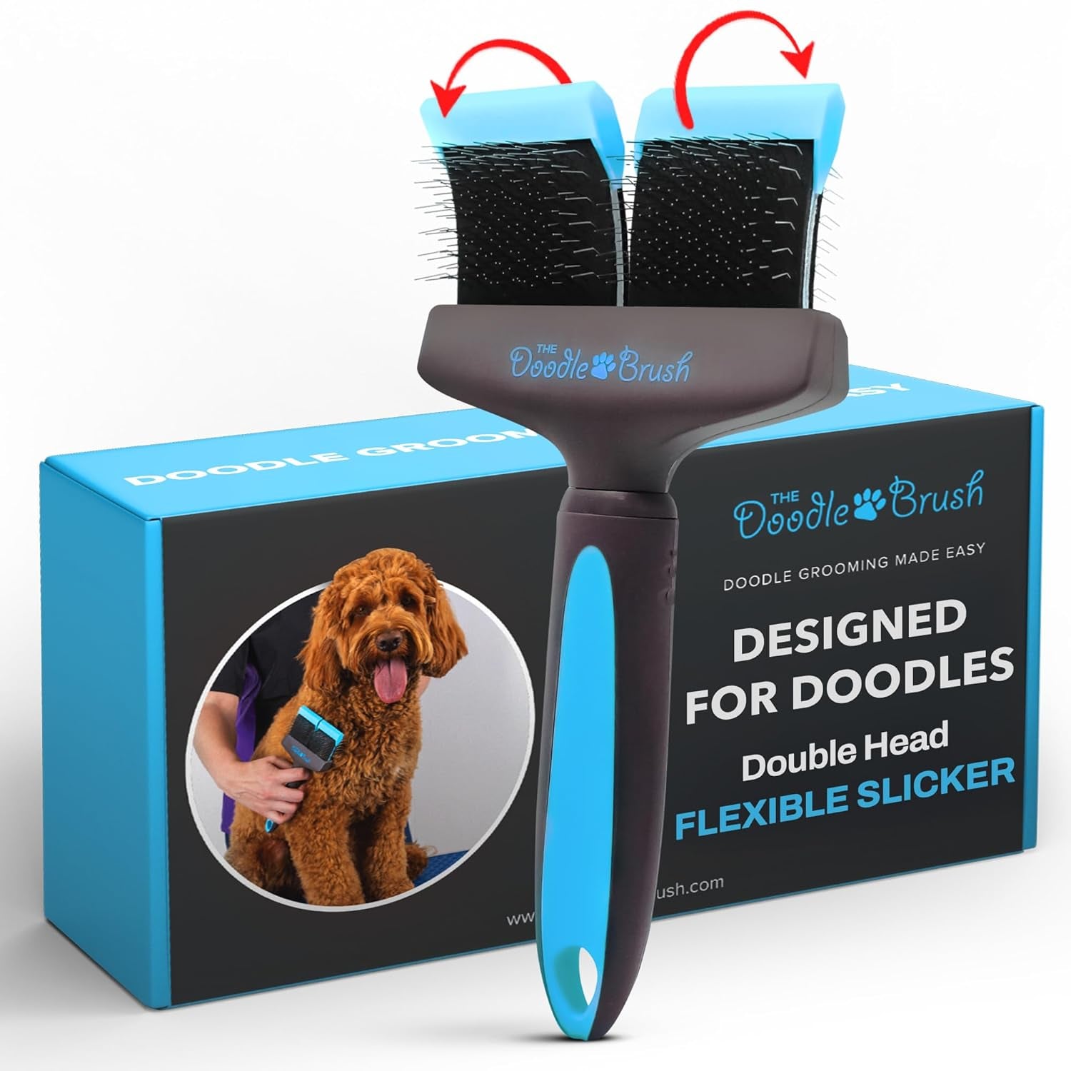 Slicker Brush for Dogs - Dual Head Grooming Tool for Poodles, Labradoodles, and Sheepadoodles - Flexible Design for Tangle-Free Grooming and a Healthy, Shiny Coat