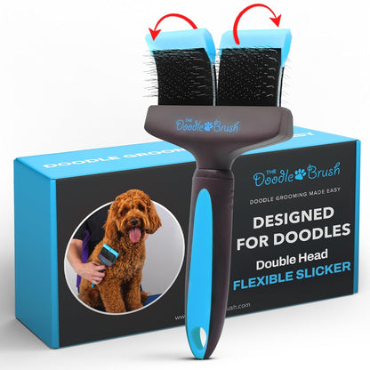 Slicker Brush for Dogs - Dual Head Grooming Tool for Poodles, Labradoodles, and Sheepadoodles - Flexible Design for Tangle-Free Grooming and a Healthy, Shiny Coat