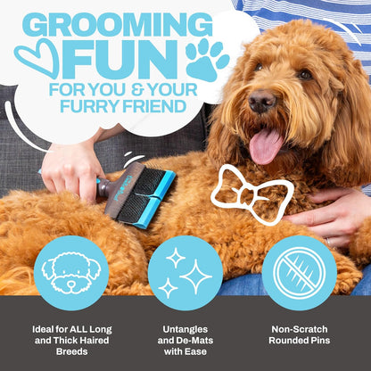 Slicker Brush for Dogs - Dual Head Grooming Tool for Poodles, Labradoodles, and Sheepadoodles - Flexible Design for Tangle-Free Grooming and a Healthy, Shiny Coat