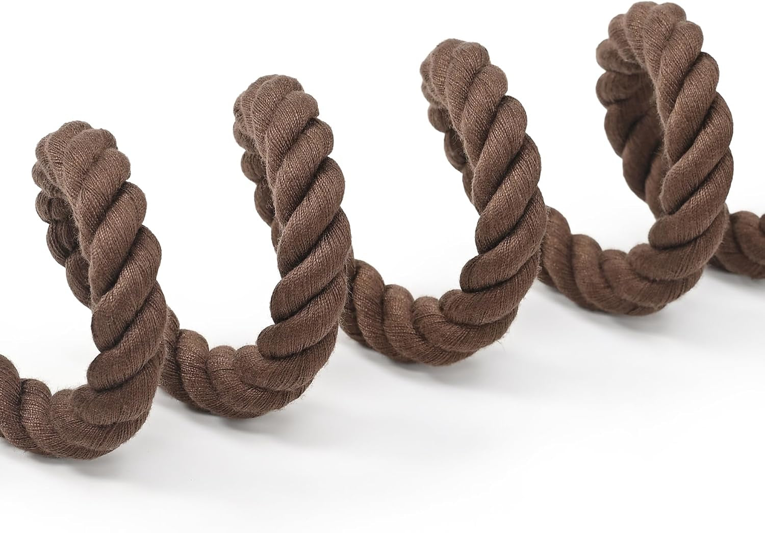 Braided Cotton Rope Dog Leash with Leather Tip - Heavy-Duty Metal Clasp, 4FT Length, 1/2" Thickness - Ideal for Weddings, Walking, and Training Small to Large Dogs (Dark Brown)