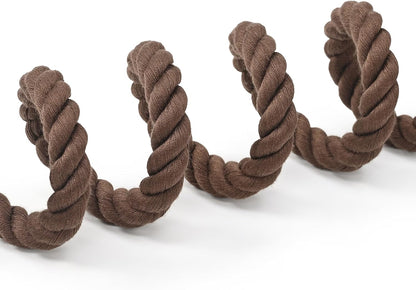 Braided Cotton Rope Dog Leash with Leather Tip - Heavy-Duty Metal Clasp, 4FT Length, 1/2" Thickness - Ideal for Weddings, Walking, and Training Small to Large Dogs (Dark Brown)